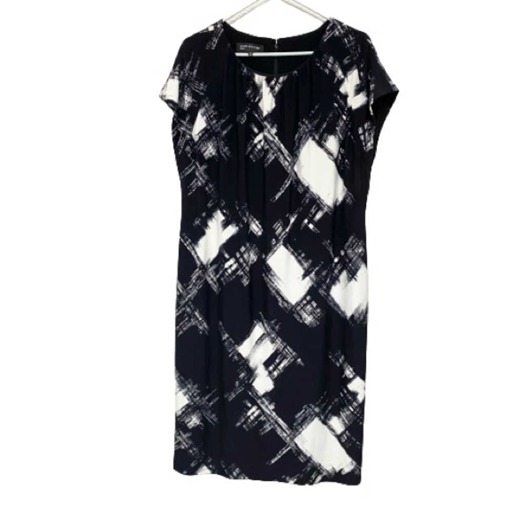 Jones New York Women's Dress Lined Black and‎ White Print Midi Dress Size 16